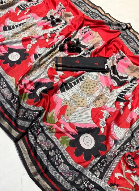 Tew Soft Mul Mul Cotton Silk With Kalamkari Design Sarees Bulk Orders In India
